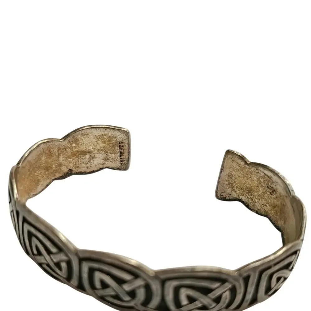 Vintage Sterling Silver Celtic Knot Cuff Bracelet | Handmade Irish Knotwork